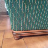 2-seater sofa in green fabric and wood