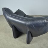 Leolux / vintage "tango" armchair in blue leather / jan armgardt / 1980s netherlands