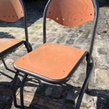 Set of 3 vintage metal and wood chairs – Industrial design