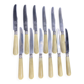 Set of 12 dessert knives with stainless steel blade and silver ferrule Régence