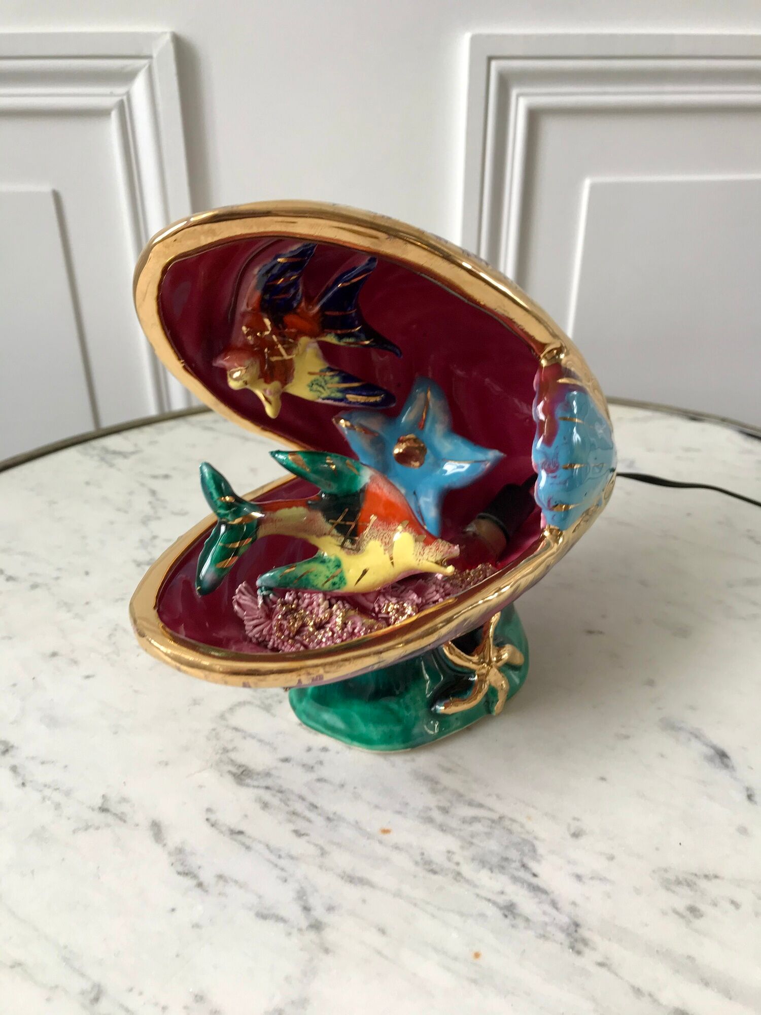 Ceramic table lamp vallauris model "moule" 70s