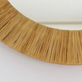 Mid-century Round Wall Mirror Italian Riviera in Raffia with a Bast Frame, 1950s