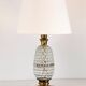 Italian mid-century table lamp with brass and creased murano glass