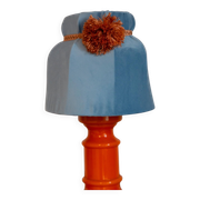 Orange and blue ceramic table lamp with velvet, Italy, 1960s