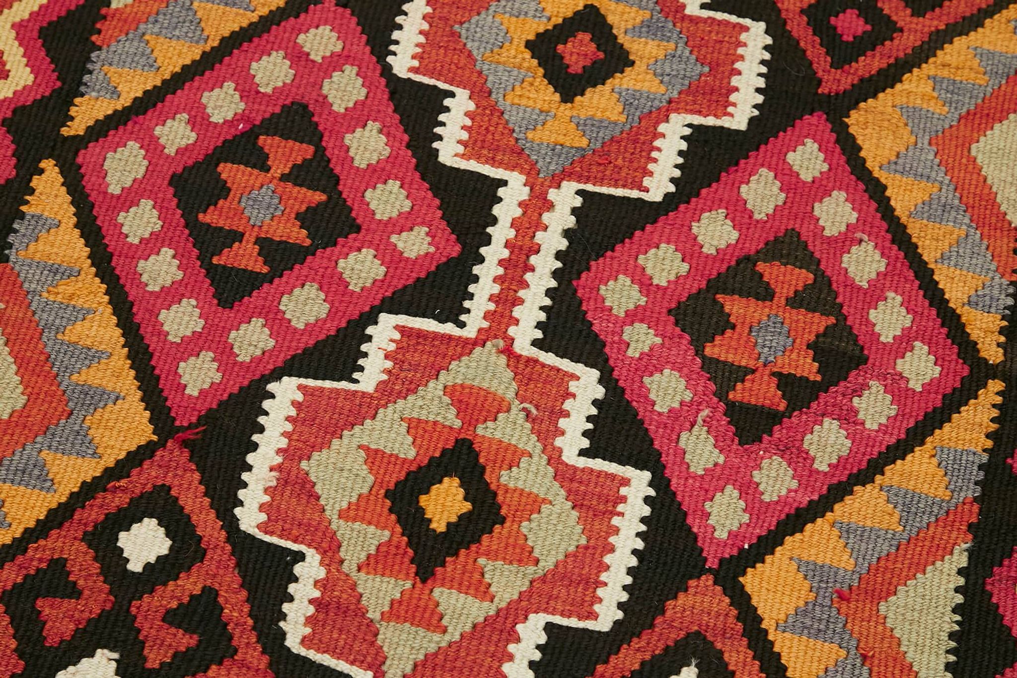 Turkish Handwoven Vintage Herki Kilim 80 cm x 350 cm