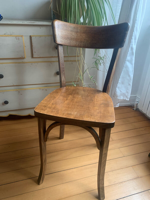 Série de 4 chaises bistrot ''Bandeau'' en hêtre courbé, style Thonet – 1