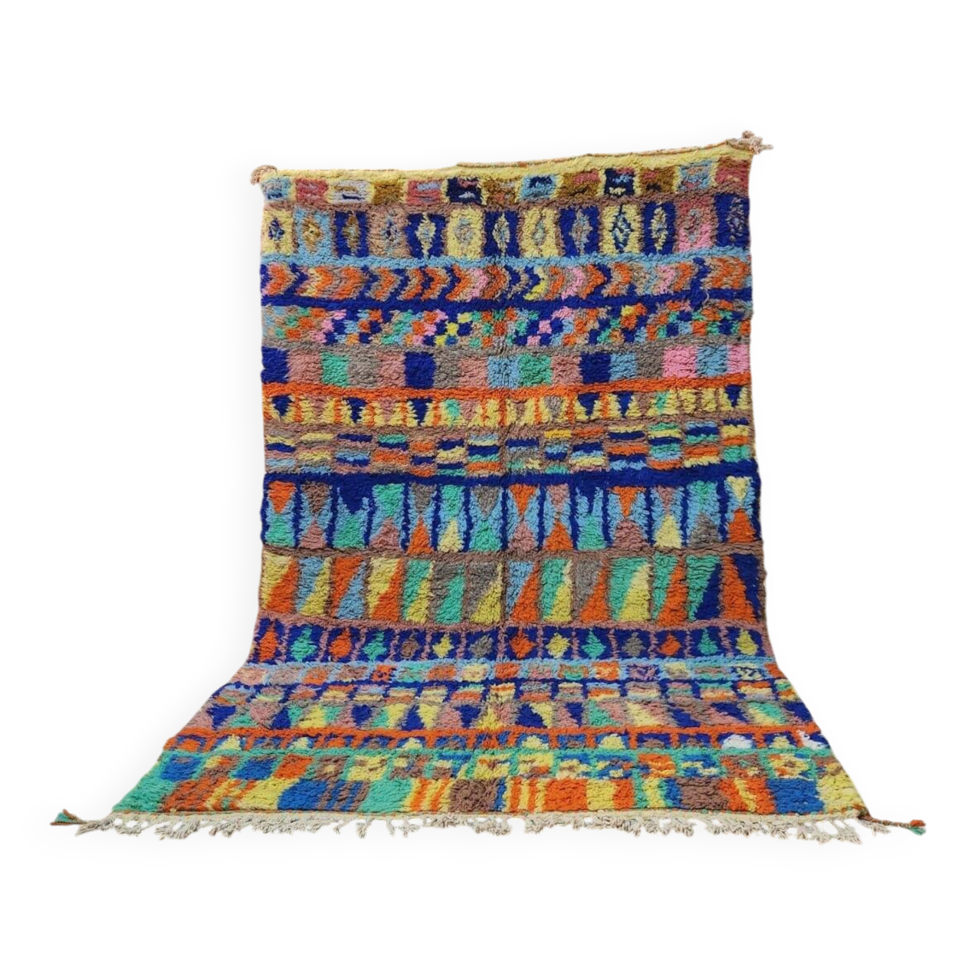 Grand tapis berbère marocain multicolore en laine 300 x 200 cm