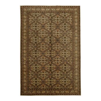 Hand-knotted persian vintage 1970s 262 cm x 398 cm beige wool carpet