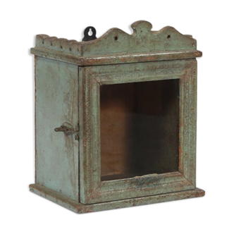 Vitrine murale petite ancienne boite a horloge patine d'origine inde