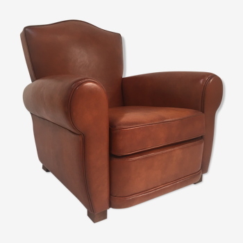 Fauteuil club en cuir cognac