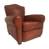 Large club chair in cognac leather
