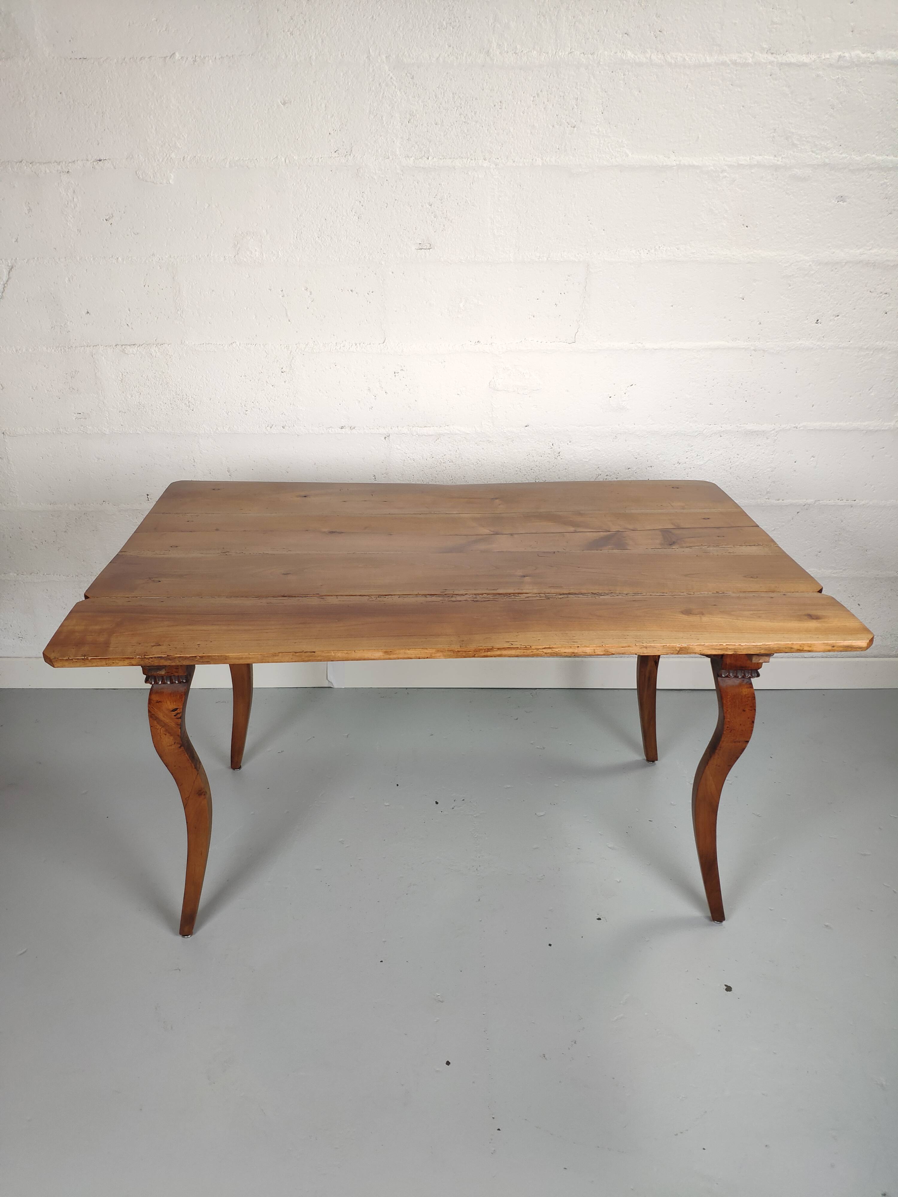Louis XV style table curved legs two drawers and extension cord