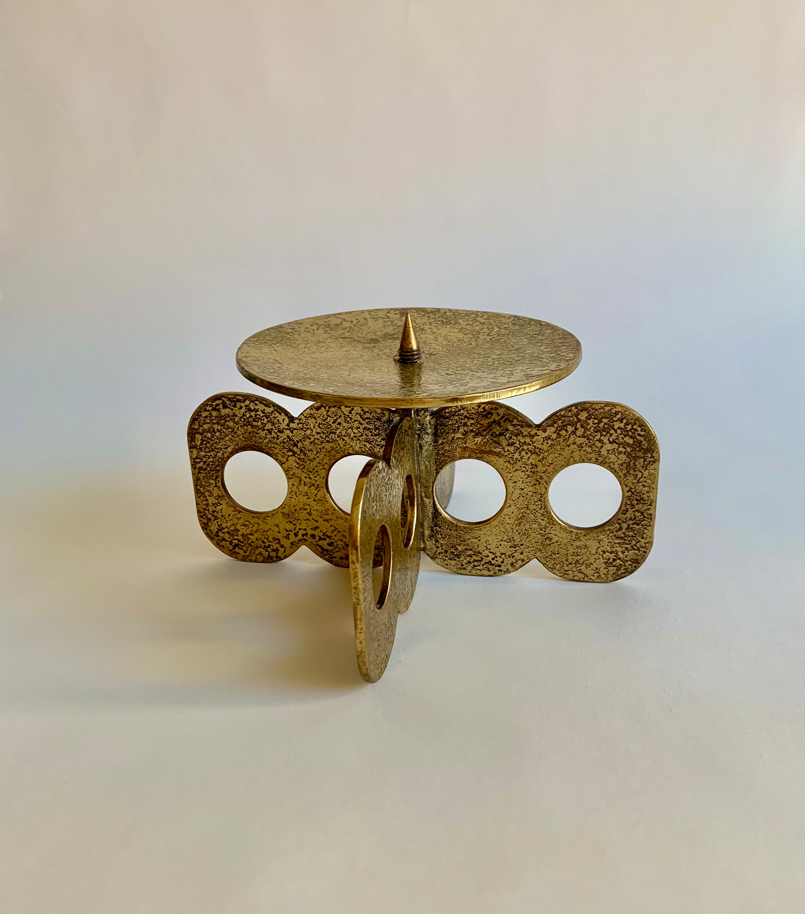 Brutalist bronze candleholder, 1970s