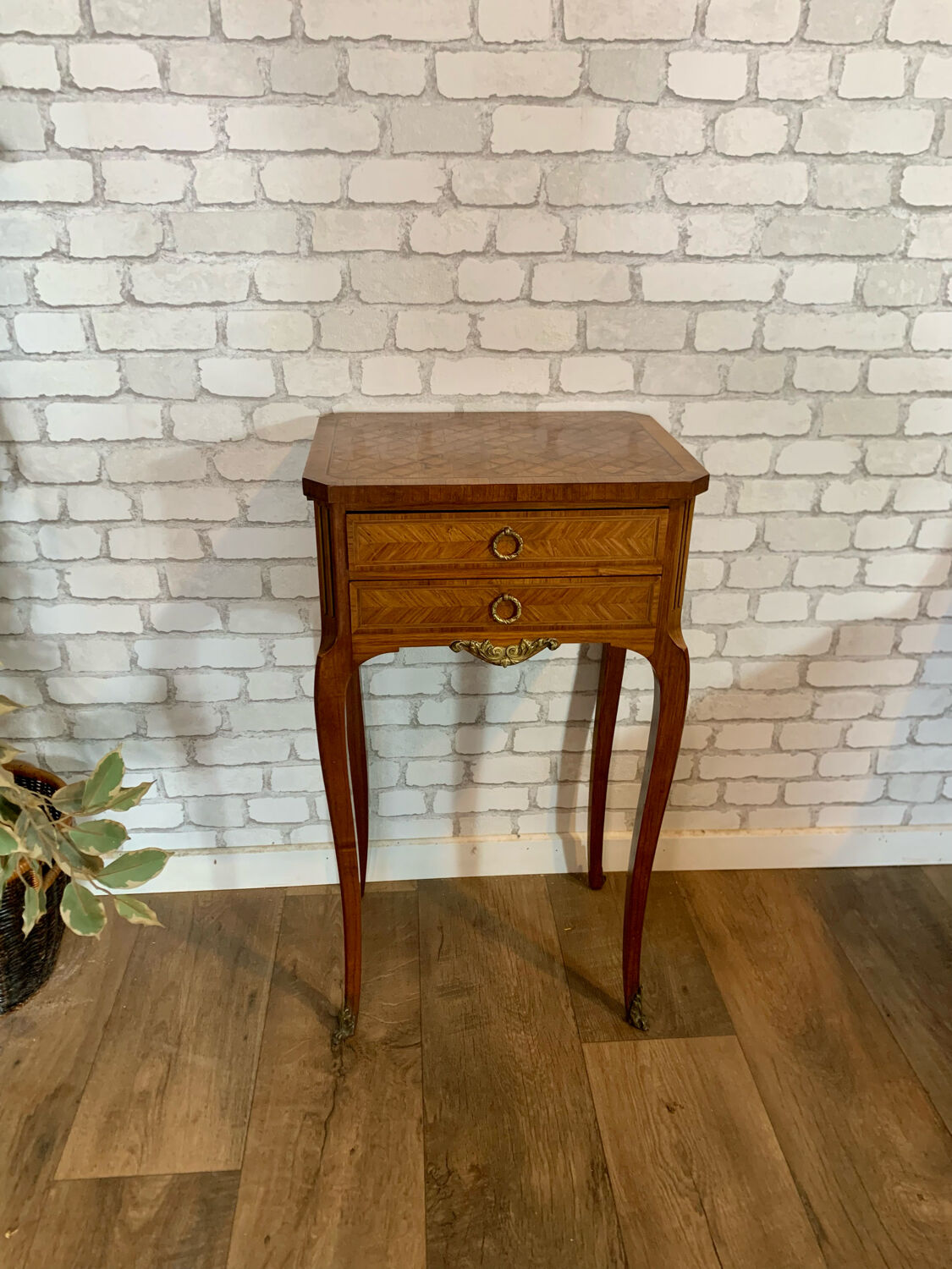 Bedside table in Louis XV style marquetry