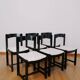 6 chaises noires laquées et bouclette