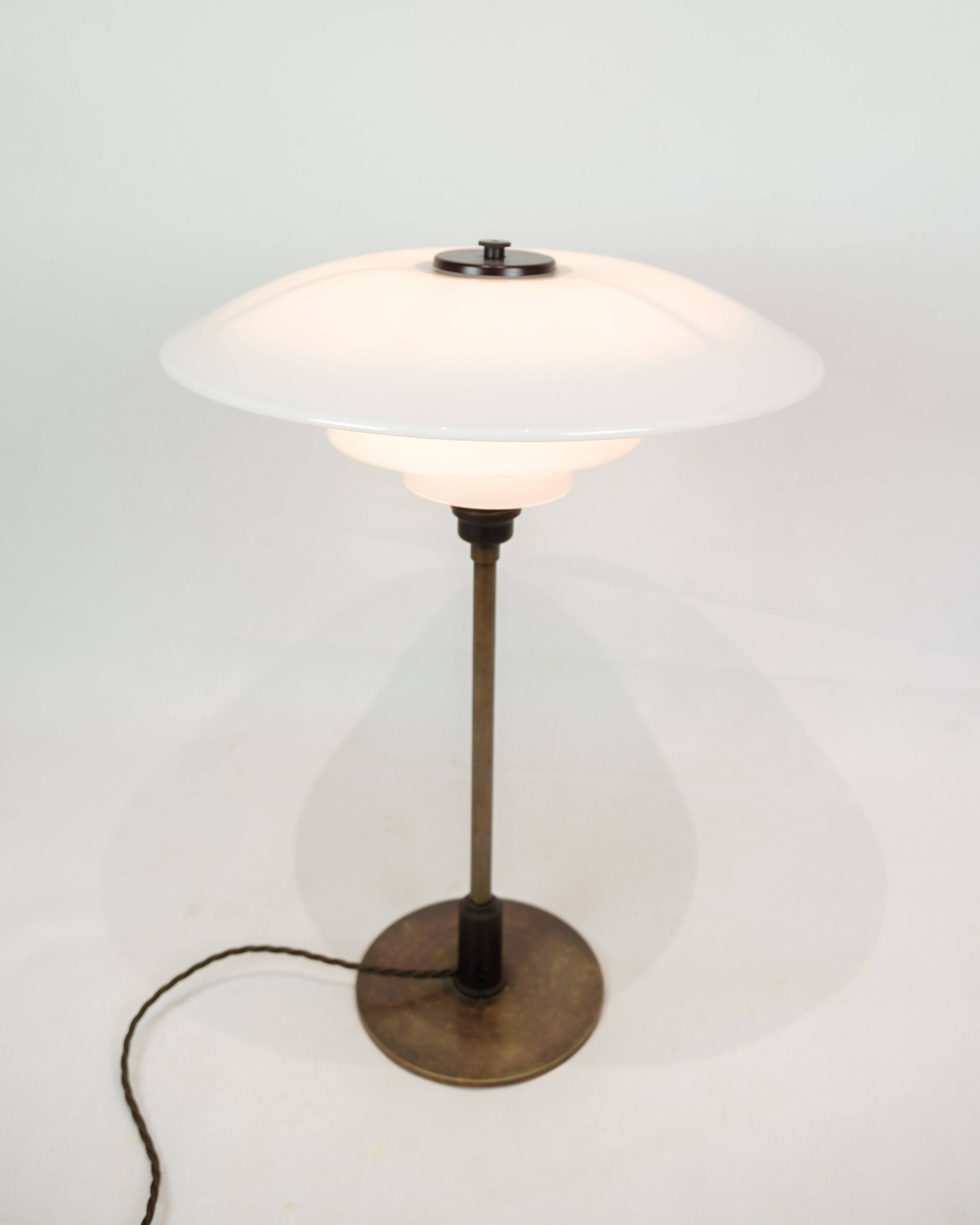 Table Lamp PH 4/2½ Made With White Opal Glass & Burnished Brass By Poul Henningsen From 1930s
