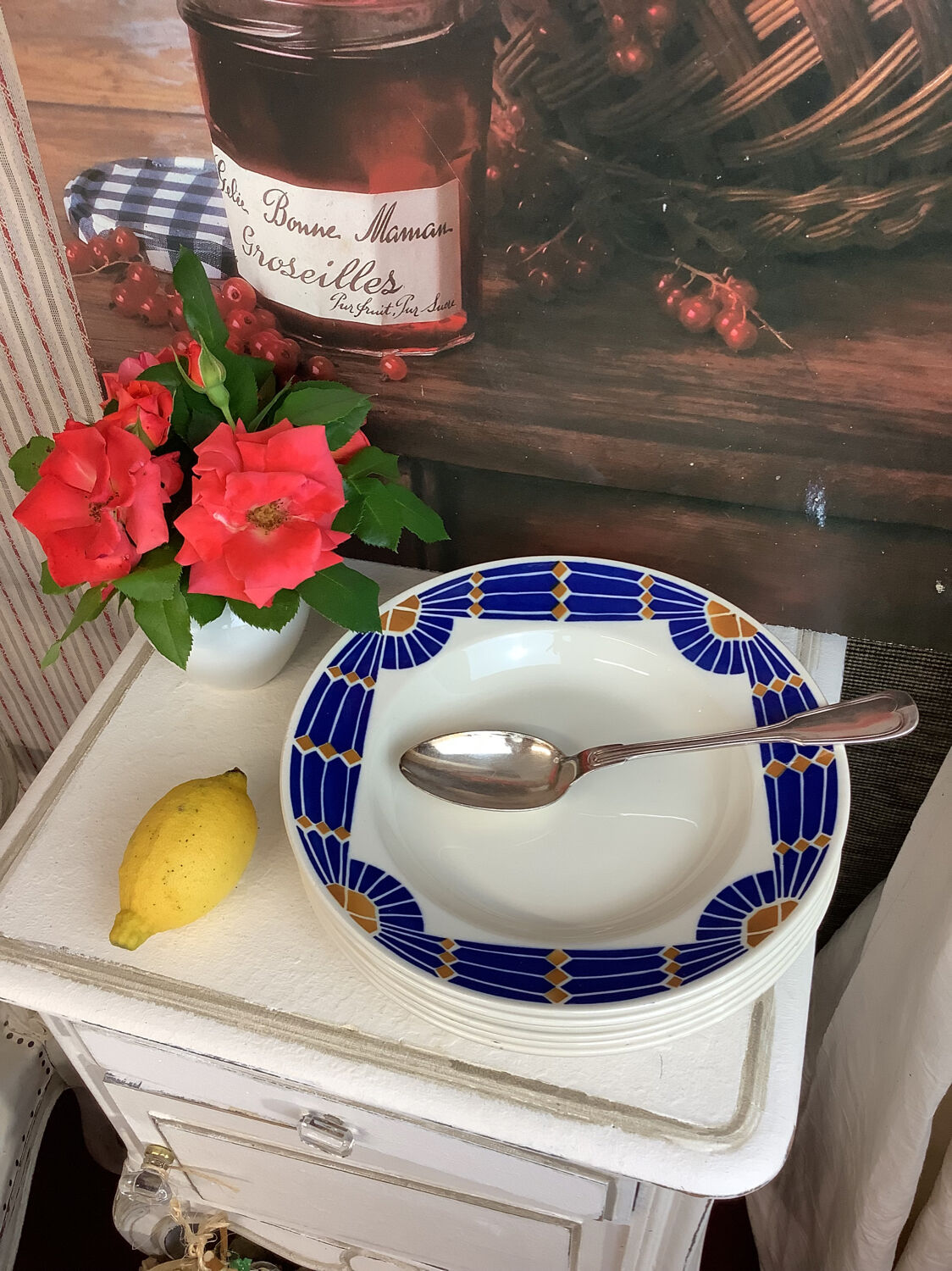 6 hollow plates made in france badonviller