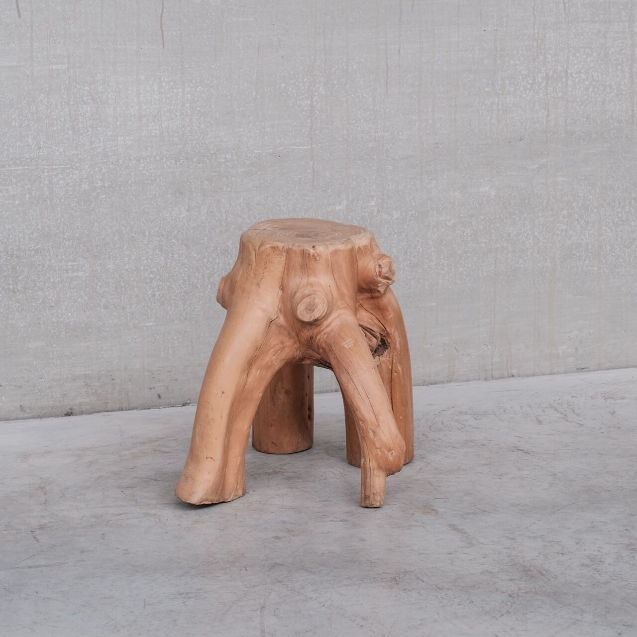 French mid-century sculptural primitive side table or stand