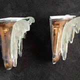 Exceptional pair of art deco wall lights by ezan france & copper metal