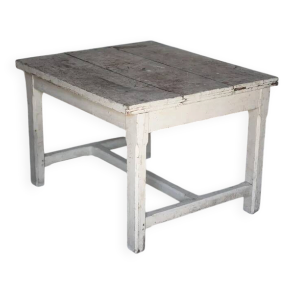 Table bois ancienne, table d'appoint sur roulettes, table de cuisine, décoration intérieure