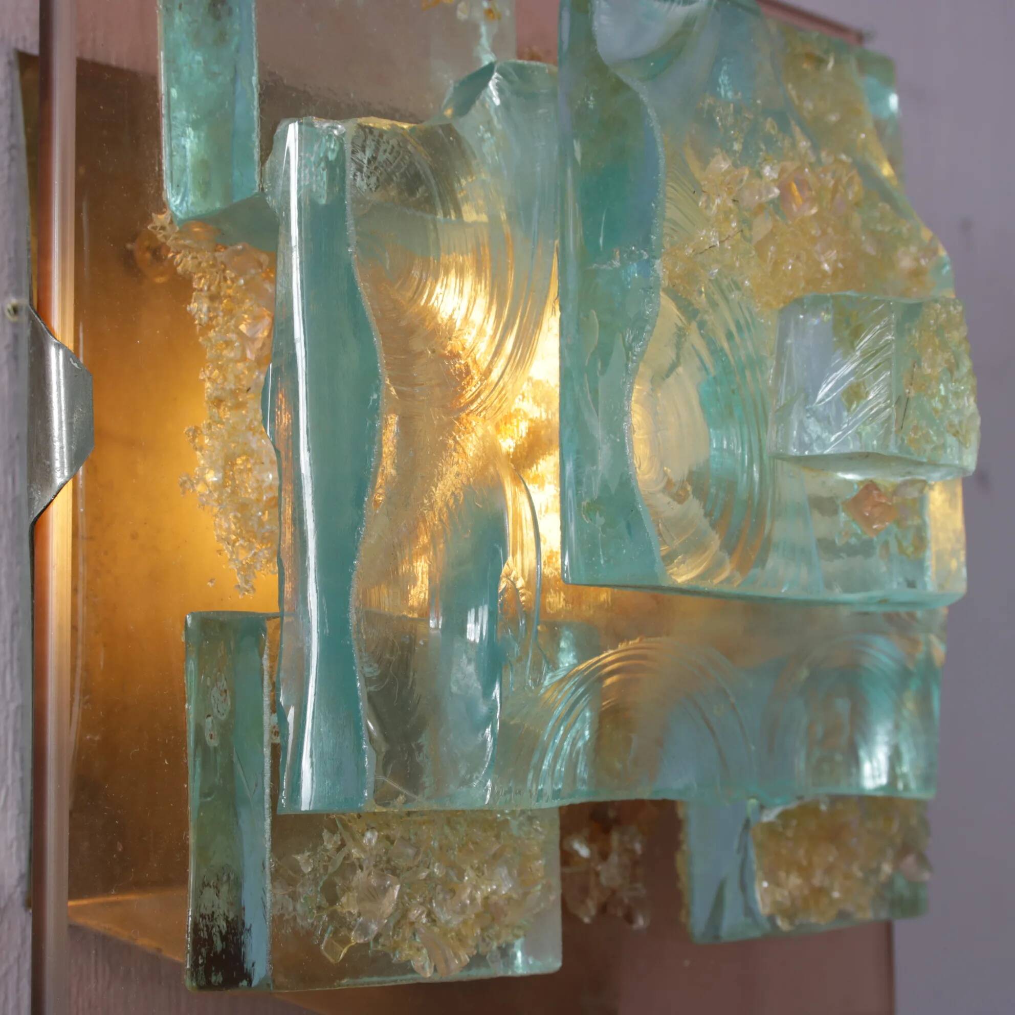 Applique murale des années 1960 en verre épais, de la marque Cosack, Allemagne.