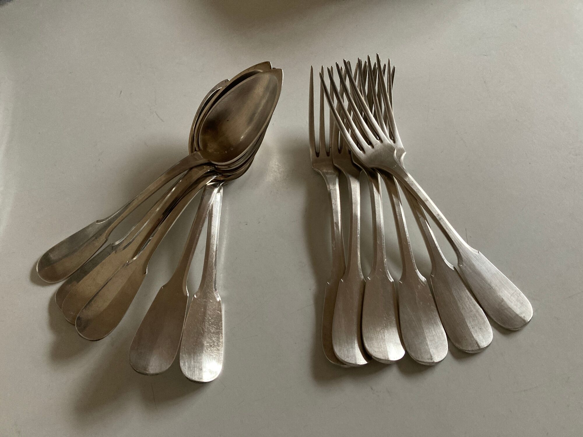 6 forks and 6 spoons in silver metal Cluny Vieux Paris circa 1900