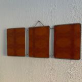 Mirror triptych barber orange rust vintage 1960 - 24 x 59 cm
