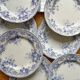 8 assiettes plates en terre de fer Bouquets, Creil et Montereau fin 19eme