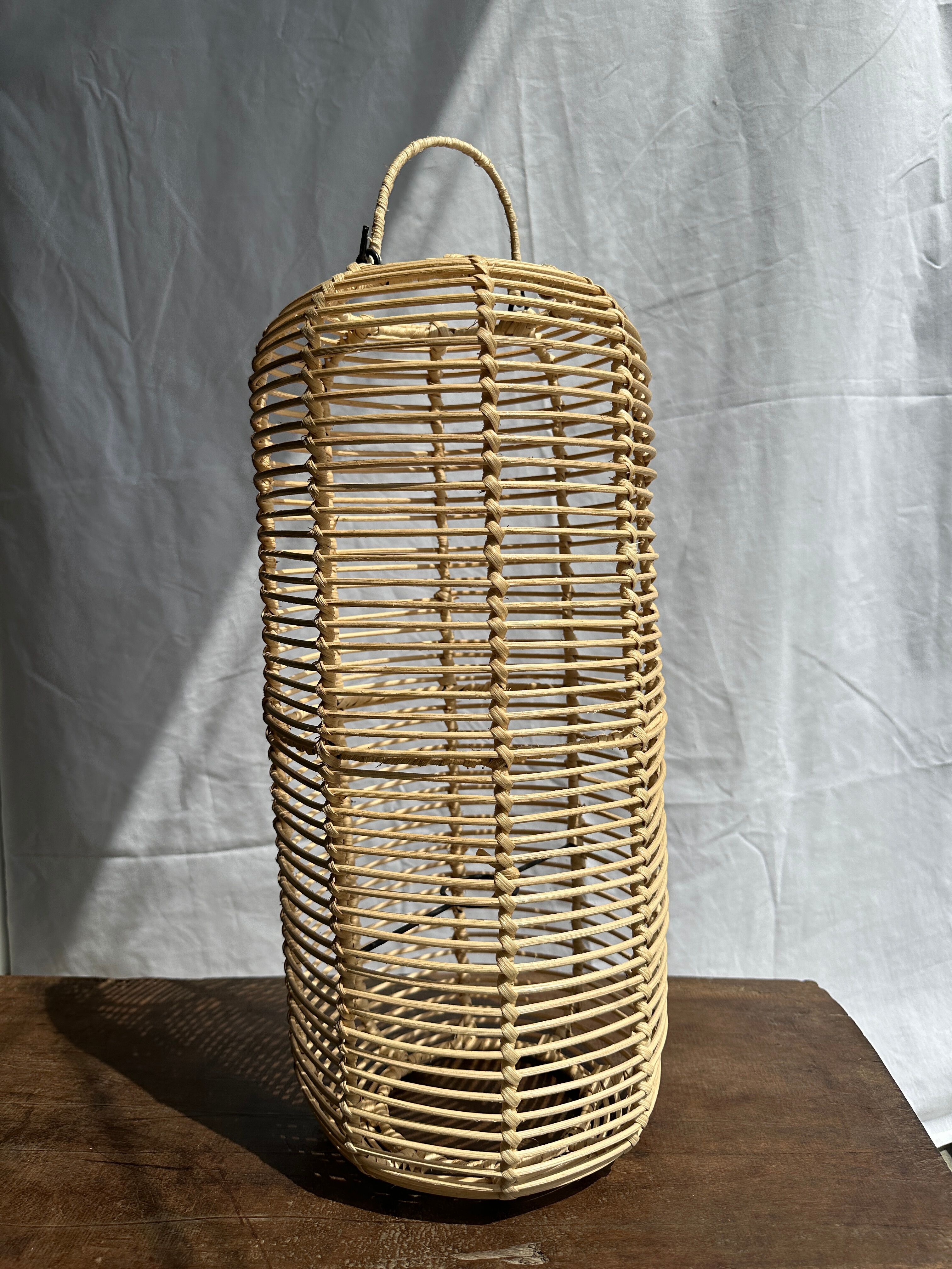 Large lantern-shaped rattan pendant lamp H50 D24