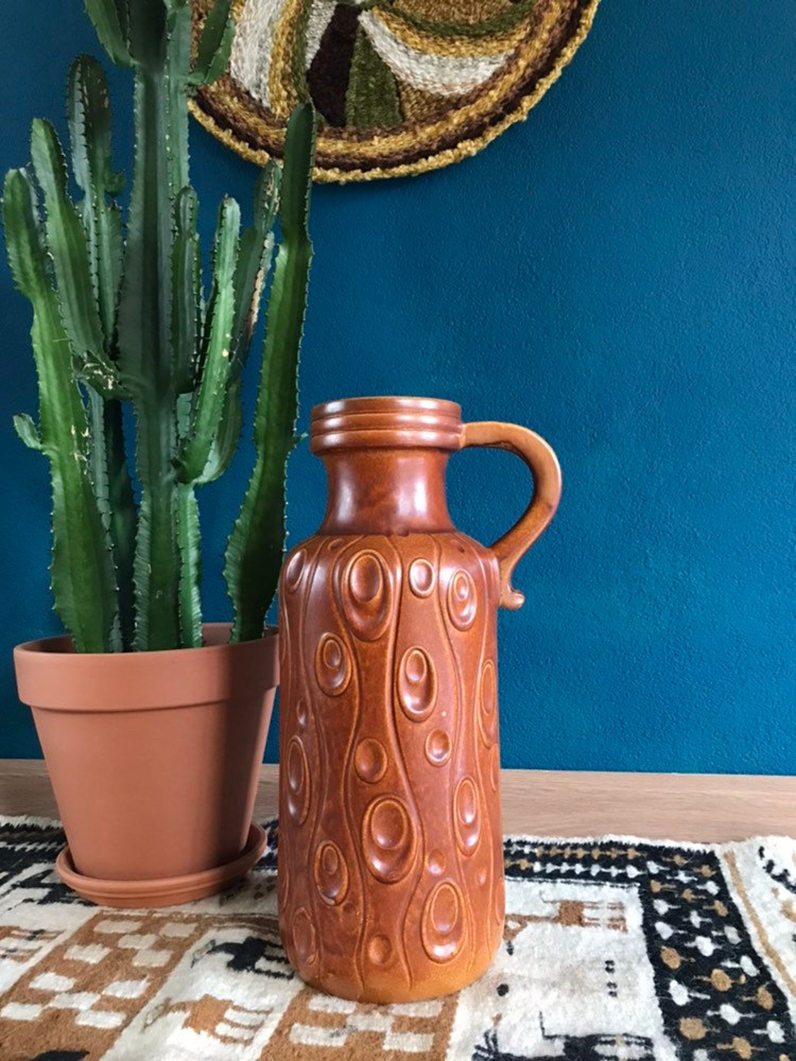 Vase de sol en céramique vintage XL Scheurich 488-45, poterie ouest-allemande