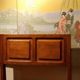 Vintage Italian Modern High Back Bench in Wood, 1950s