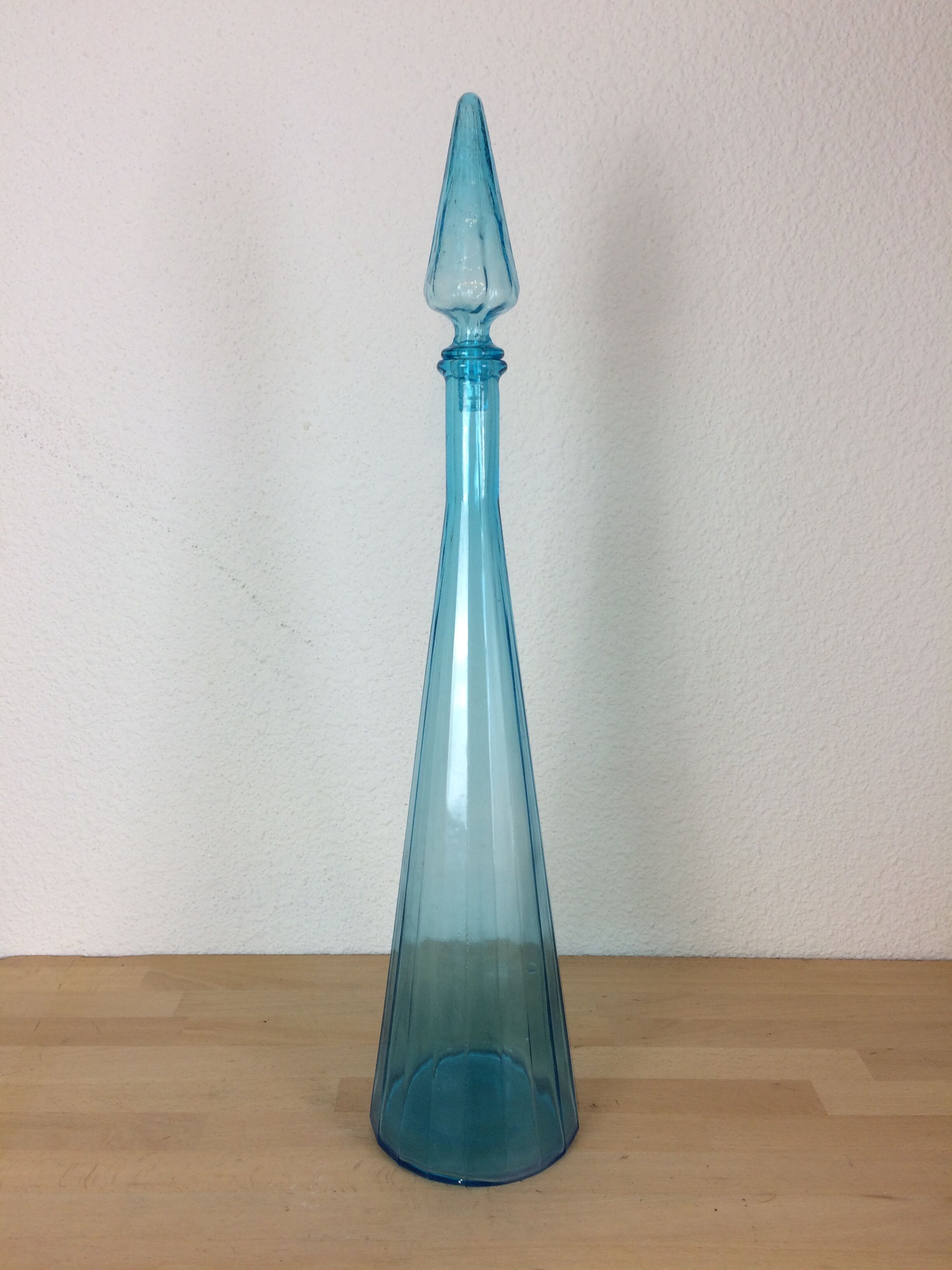 Carafe bouteille Empoli 68 cm italienne, verre bleu