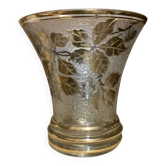 Vintage vase by Odal – frosted and gilded molded glass – retro chic decor