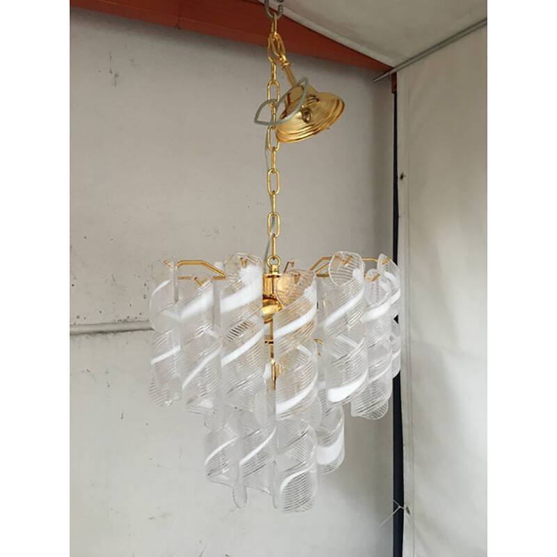 Murano Glass Chandelier "Virgola" Made in Italy Venini Style