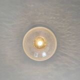 Large glass globe pendant light with bubbles and chrome by Peil & Putzler, Germany, 1970s.