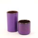 Two purple ceramic roller vases, 1970s