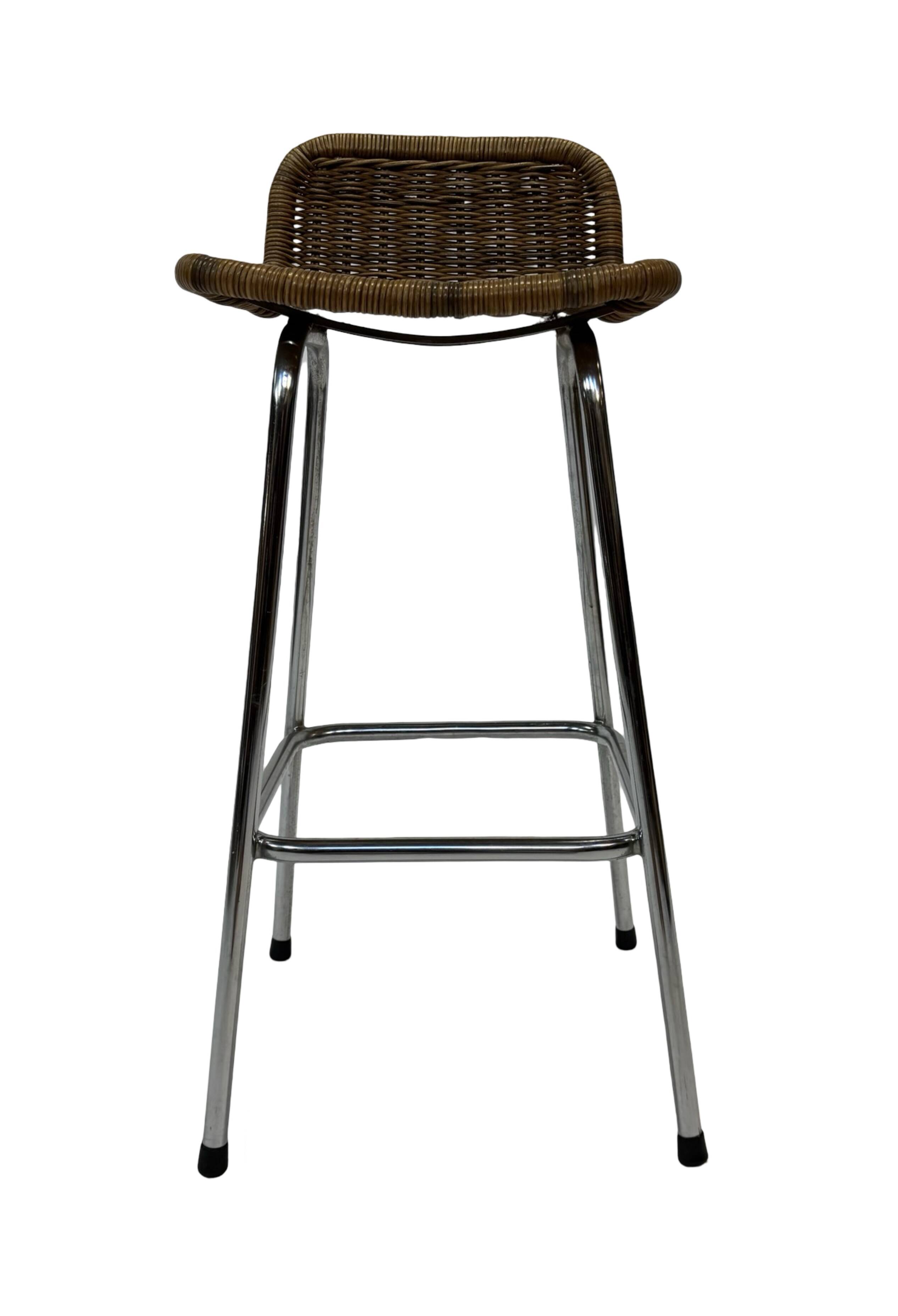 Set of 4 vintage bar stools Dirk van Sliedregt Rohe Noordwolde 1960's