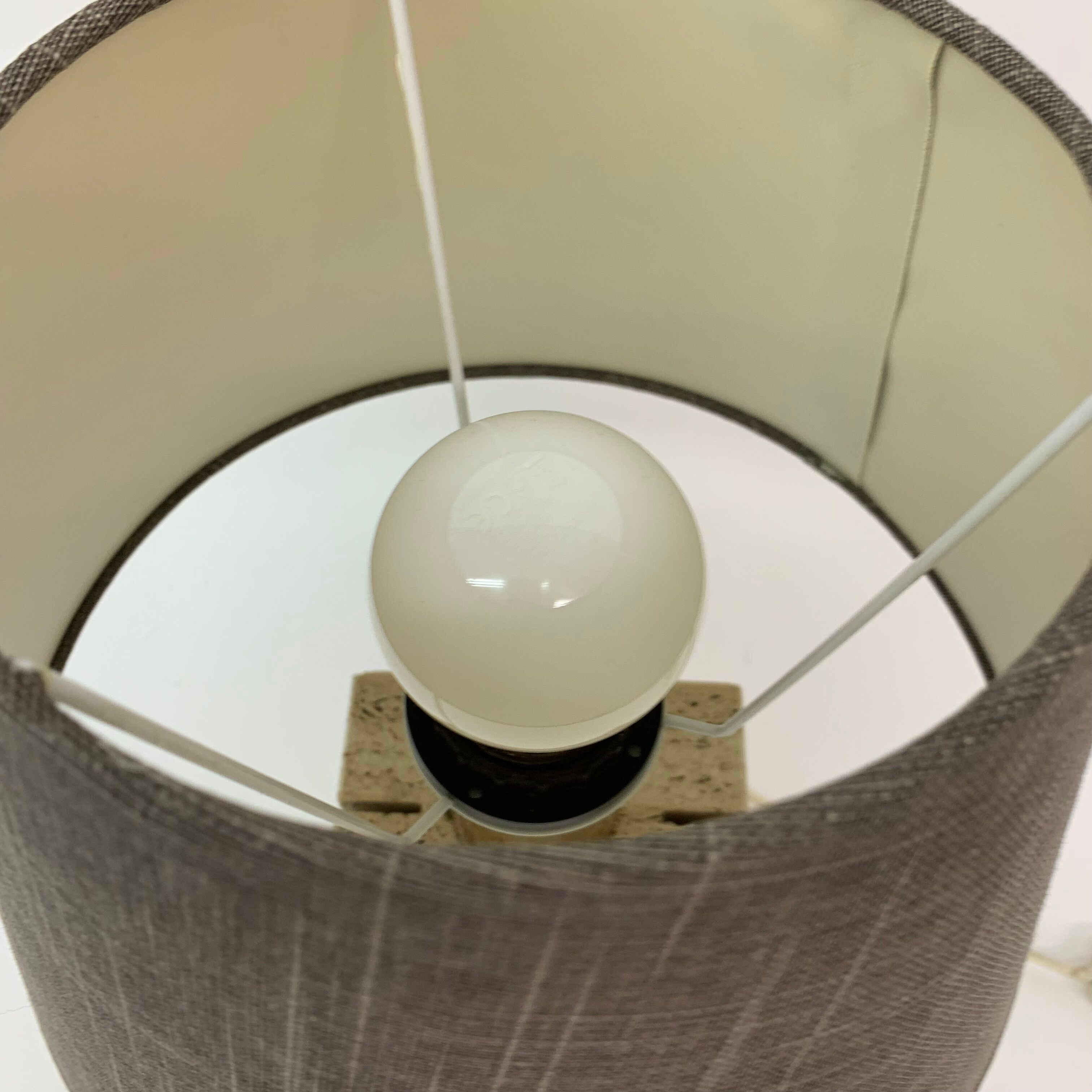 Travertine table lamp with golden details, 1970’s