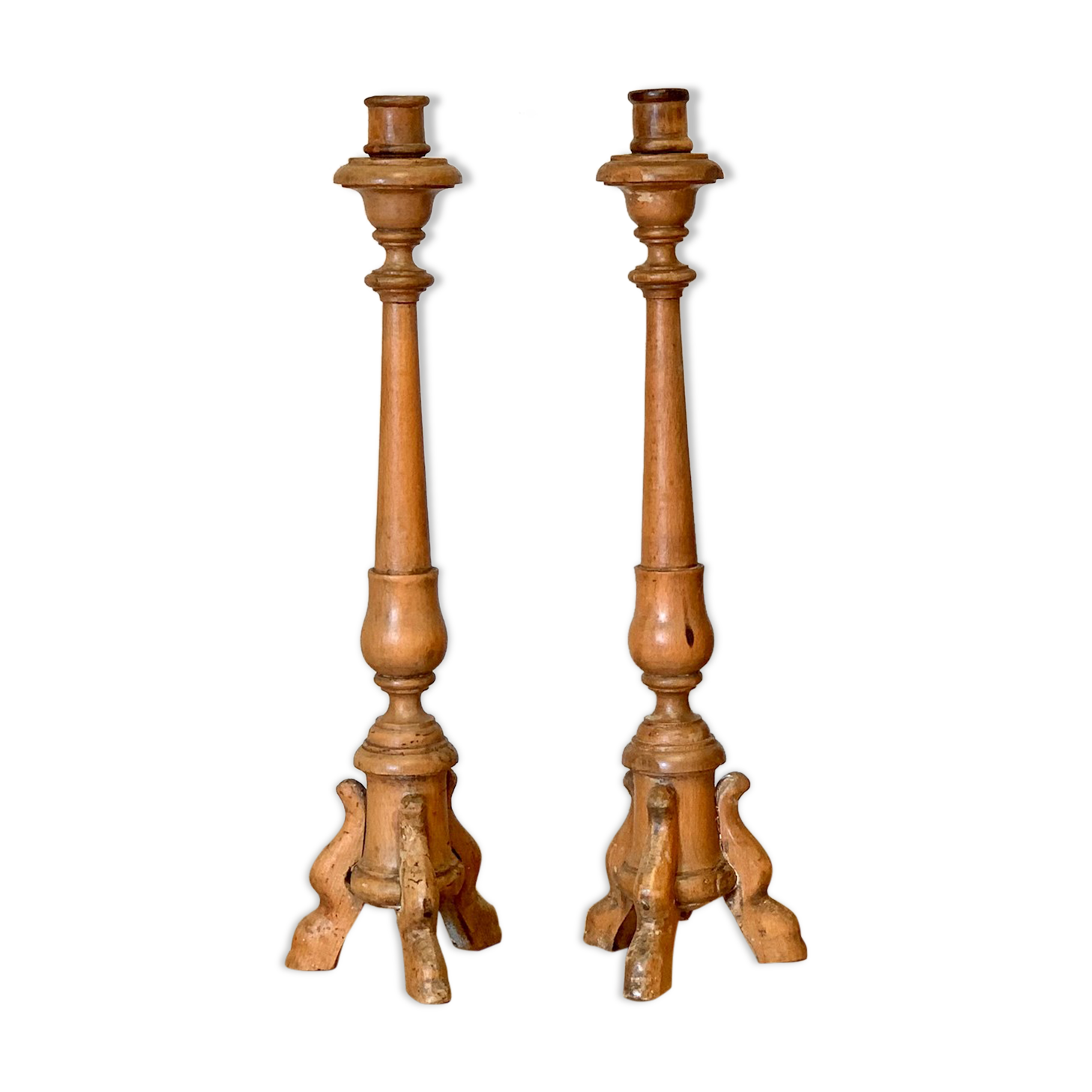 Pair of WOODEN candle holders Napoleon III