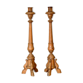 Paire de bougeoirs en bois Napoléon III