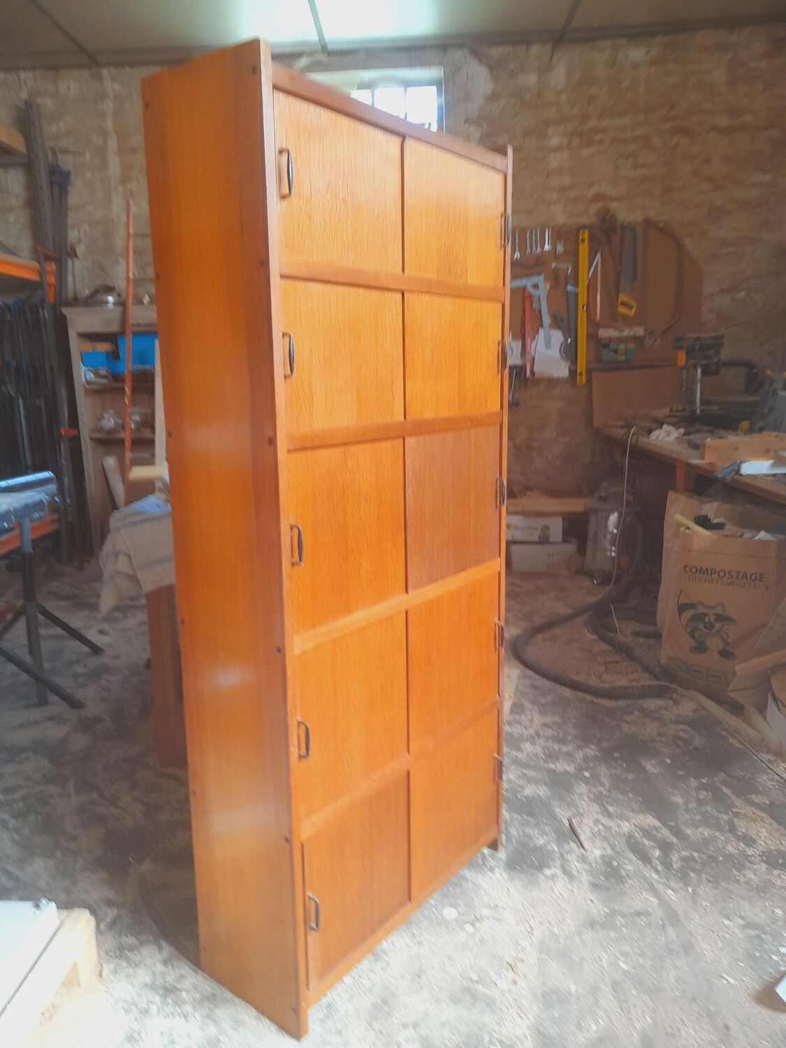 Shelves, bookcase with vintage sliding doors
