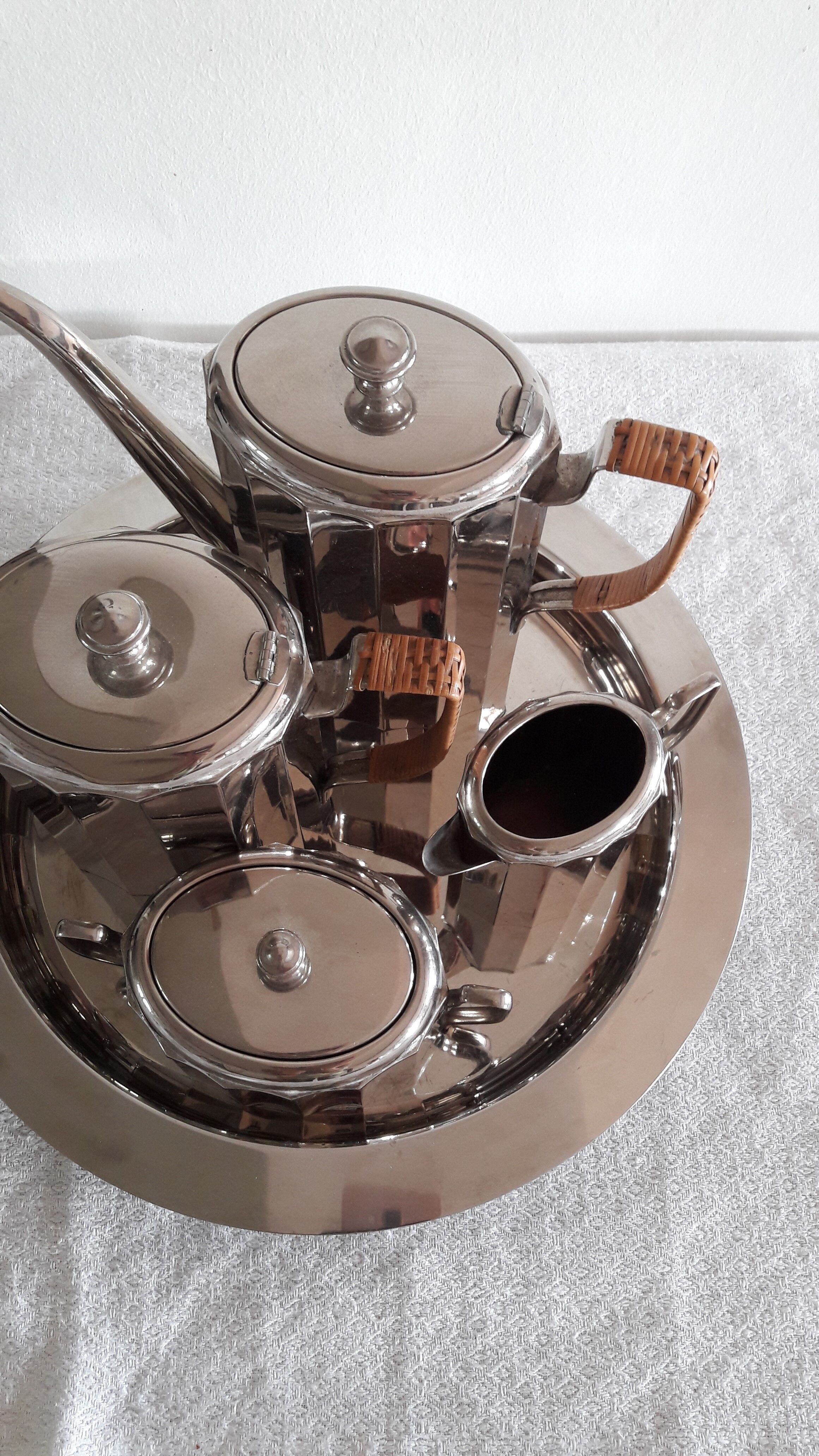 Art deco-style coffee service in silver metal 5 P