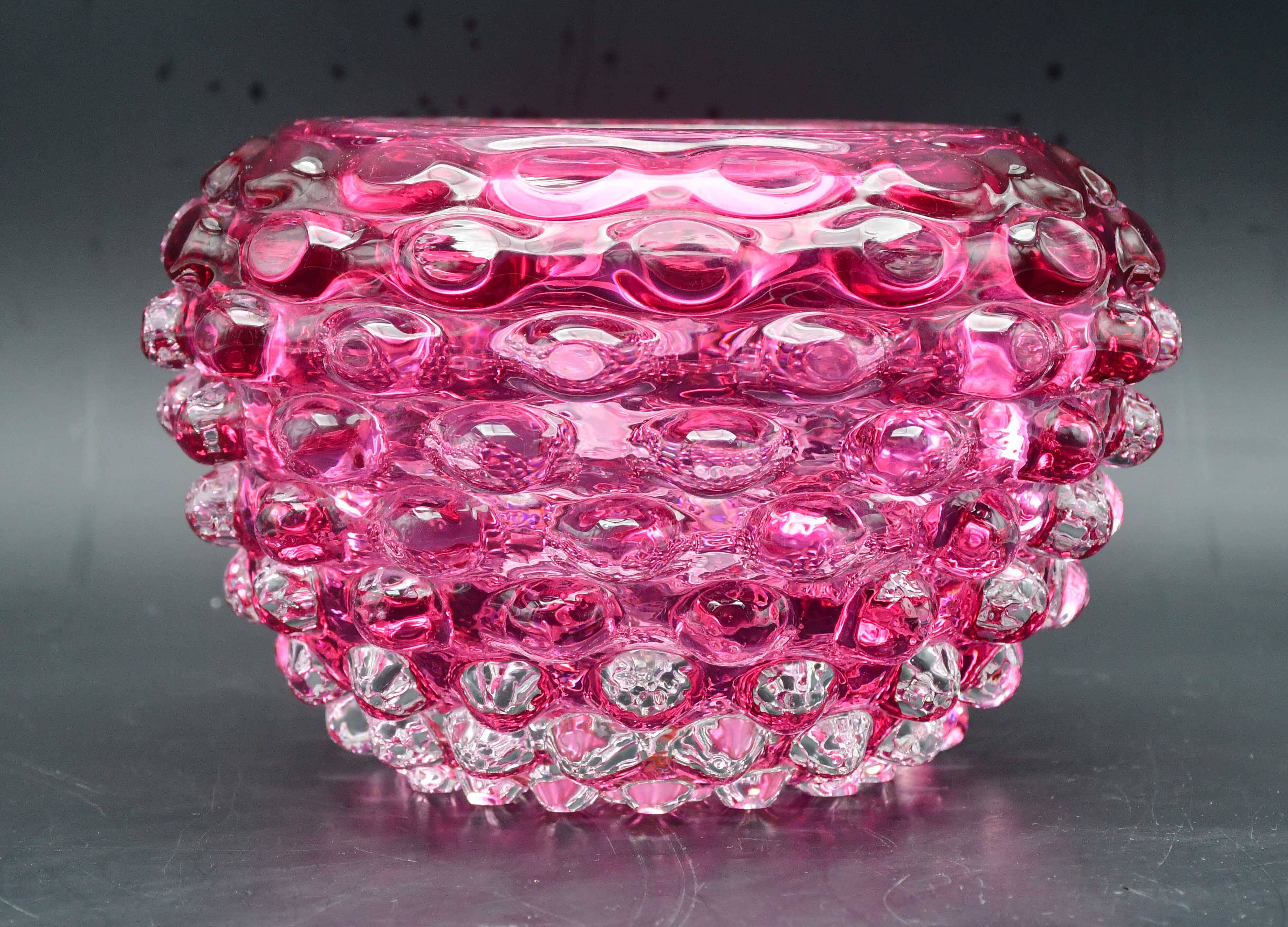 Rare pink Barovier e Toso Bugnato vase