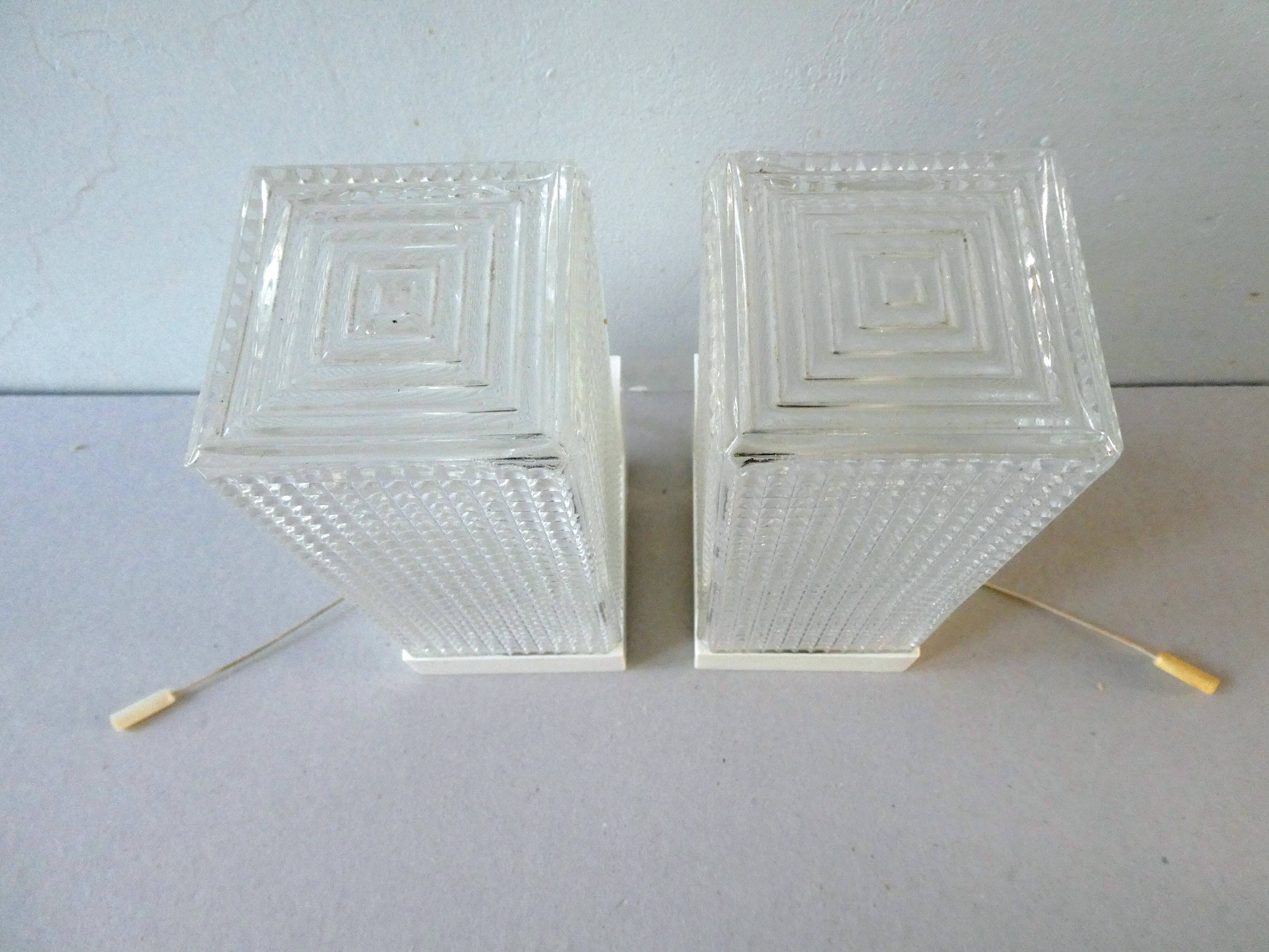 Pair of zipper wall lamps, made of glass 70