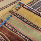 5x9 Kilim Colorful Striped Wool Kilim Rug, 152x271Cm