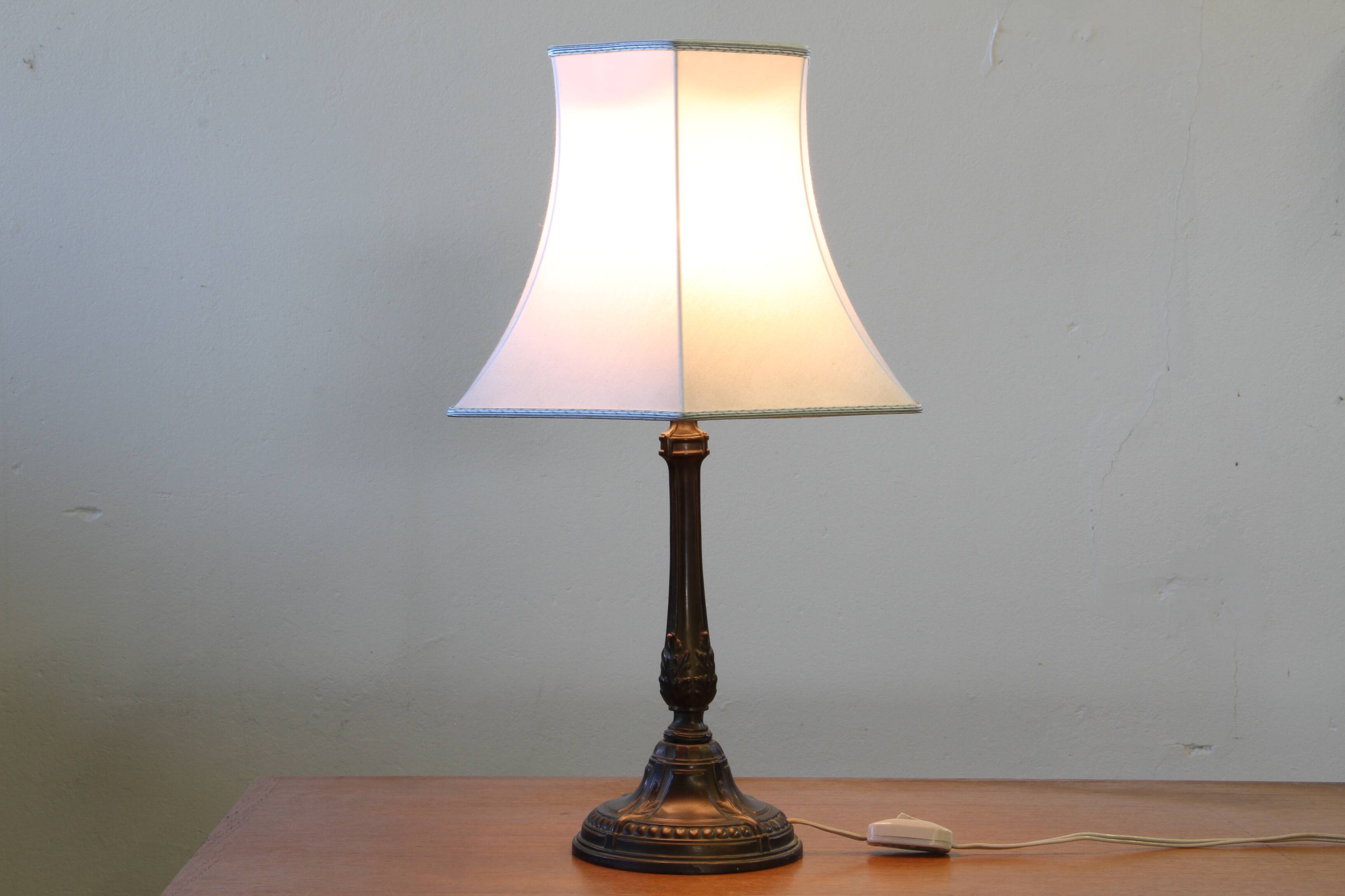 Vintage 1920s Danish table lamp in the style of Just Andersen Diskometal design
