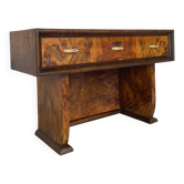 Table console art déco en noyer burl italien, années 1930.