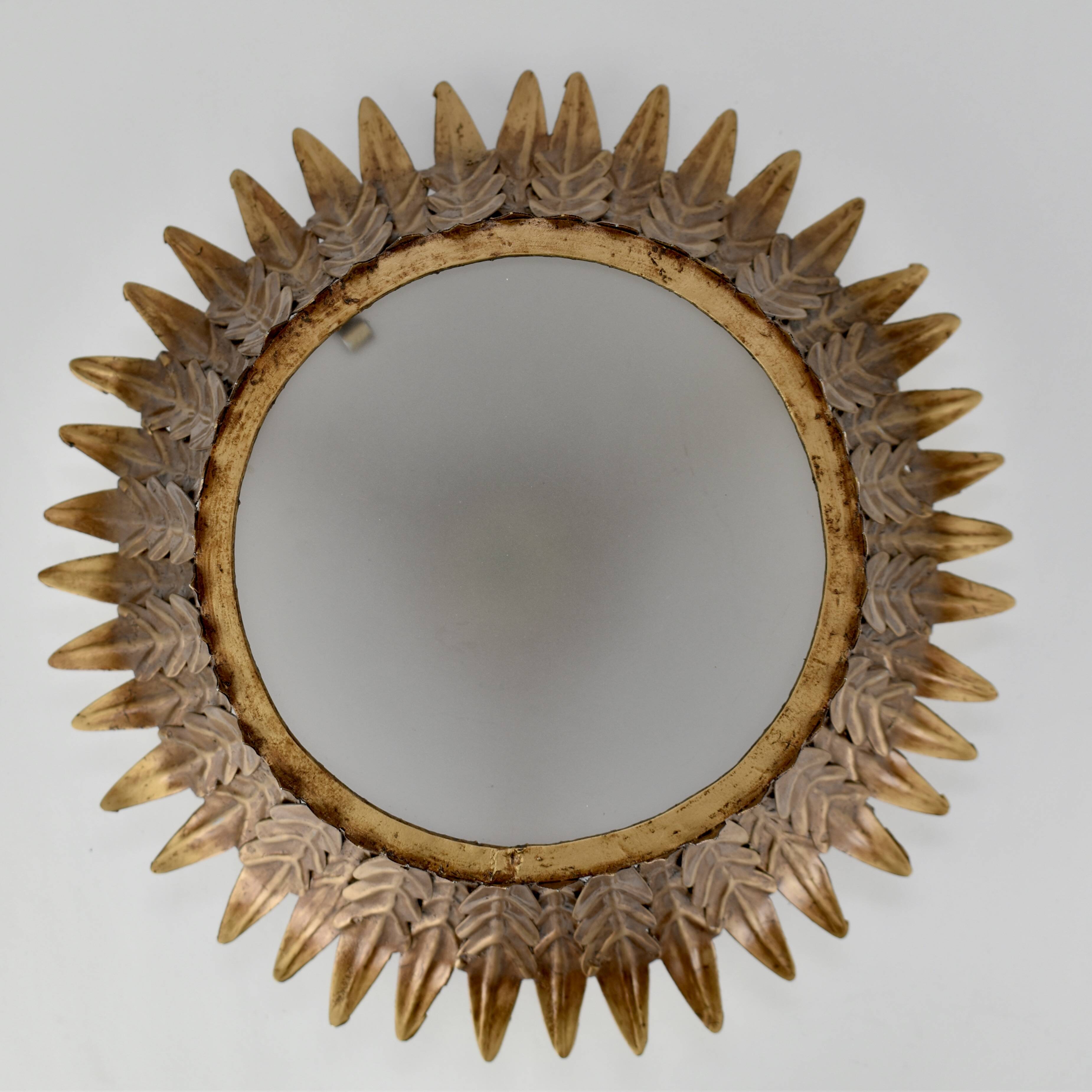Mid-century Spanish flush mount sunburst