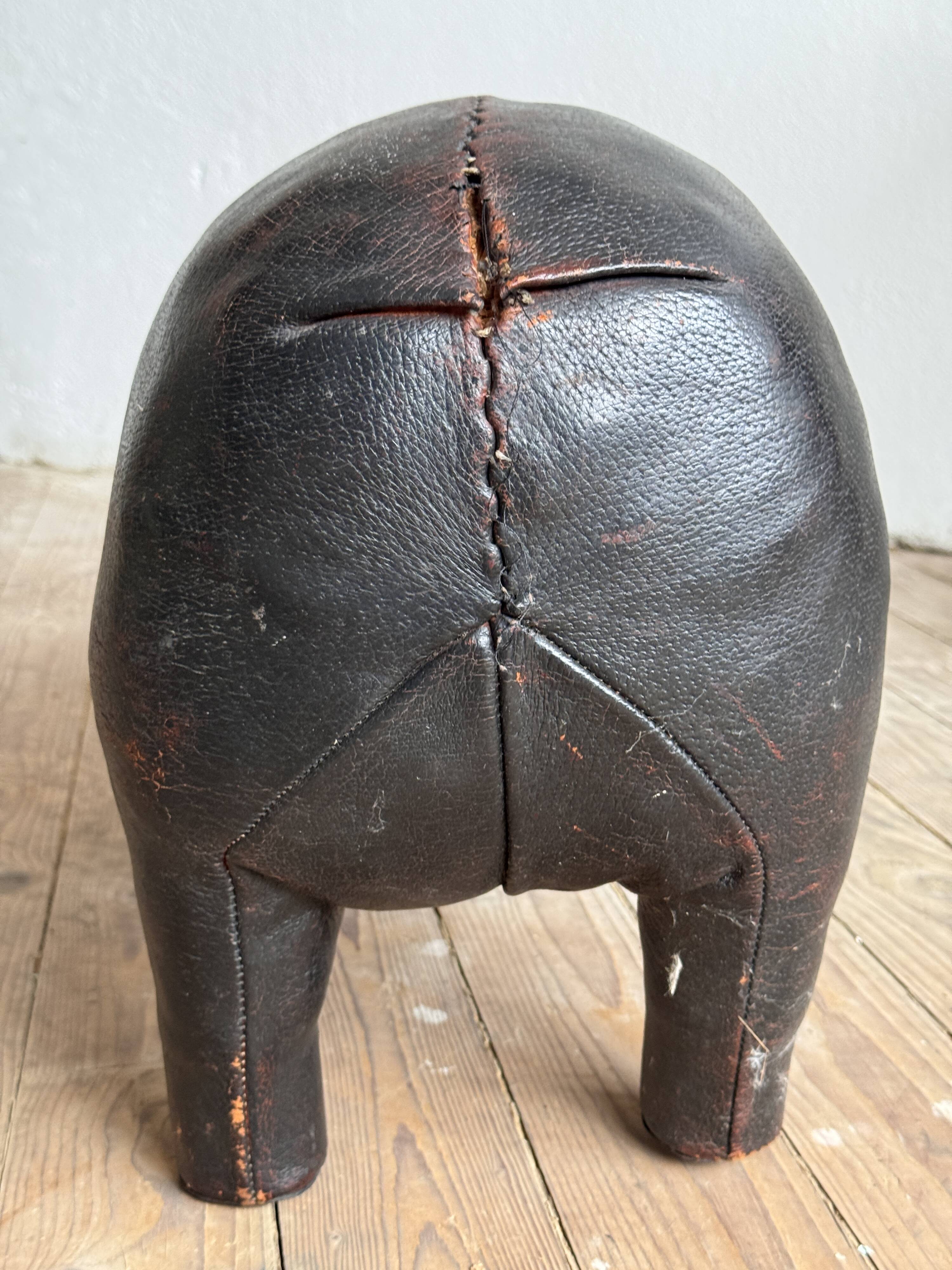 Leather Pig Footstool Ottoman by Dimitri Omersa, UK 1960s
