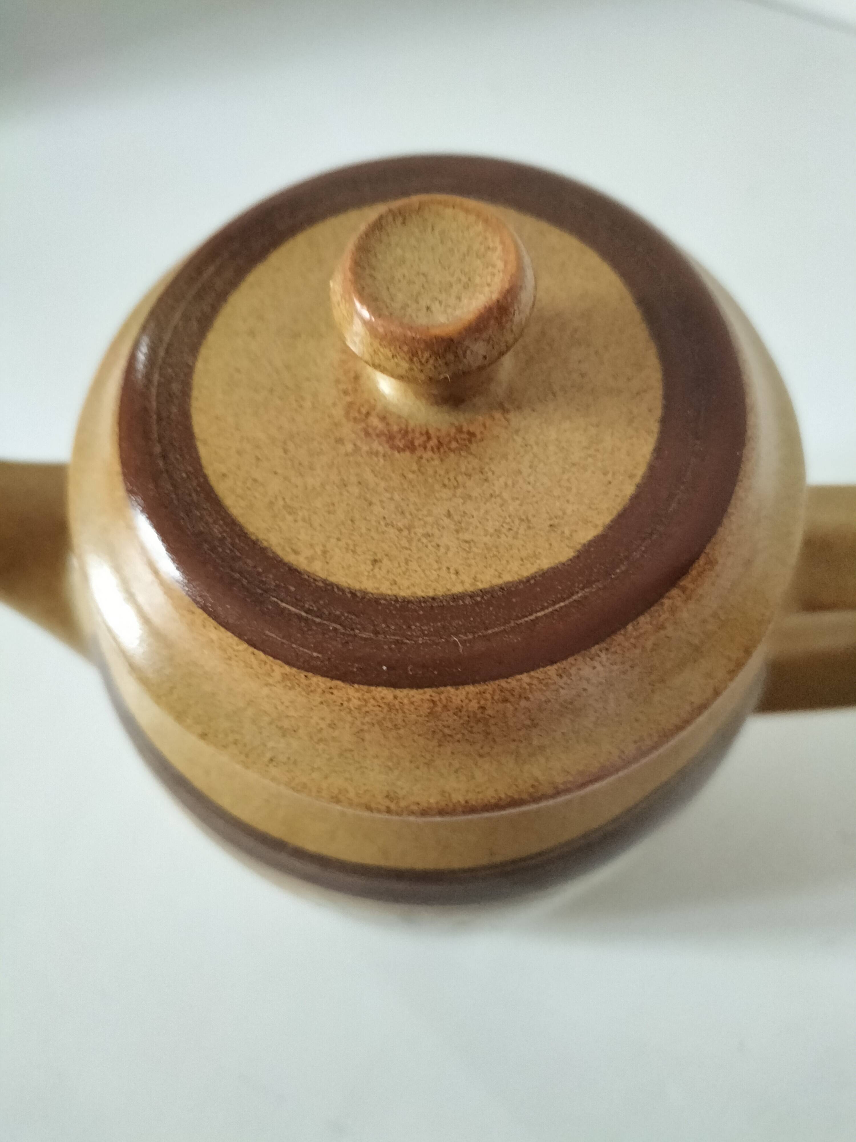 Stoneware coffee/tea pot from Sarreguemines, Lorraine, 70s.